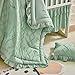 AIKASY The Ruffled Shabby Crib Bedding Set for Girls, Baby Quilted Comforter with Fitted Sheet, Bed Skirt, and Pillowcase.