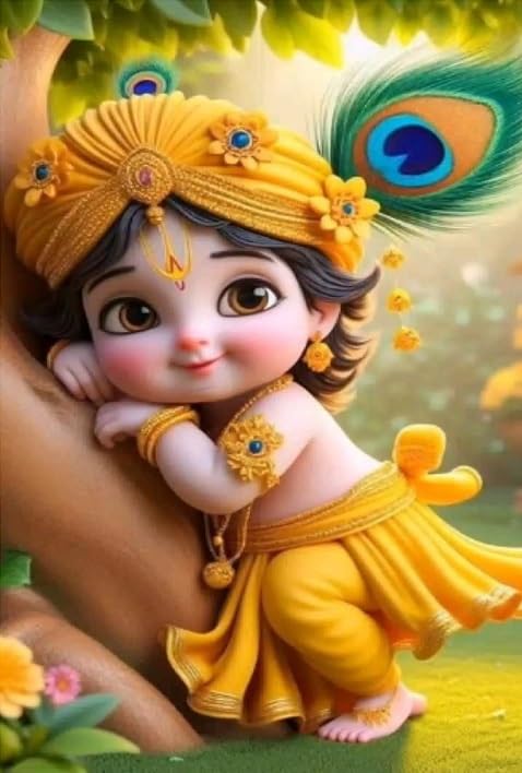 Fliptic Bal Gopal Krishna Photo For Pregnant Women Poster For Decoration Wall S Bedroom, Living Room, And More | Cute Baby Krishna Wall Poster Size: 18X12 Inches Set Of 1 (Design 6, 12 x 18 inch)