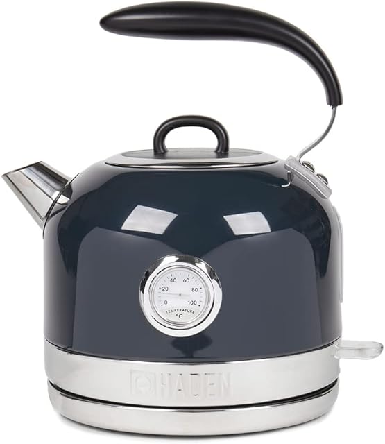 Haden Jersey Blue Electric Kettle - Fast Boil Kettle - Cordless - Boil Dry Protection - BPA Free - Temperature Gauge - Removable Filter - 3000W, 1.5 Litre
