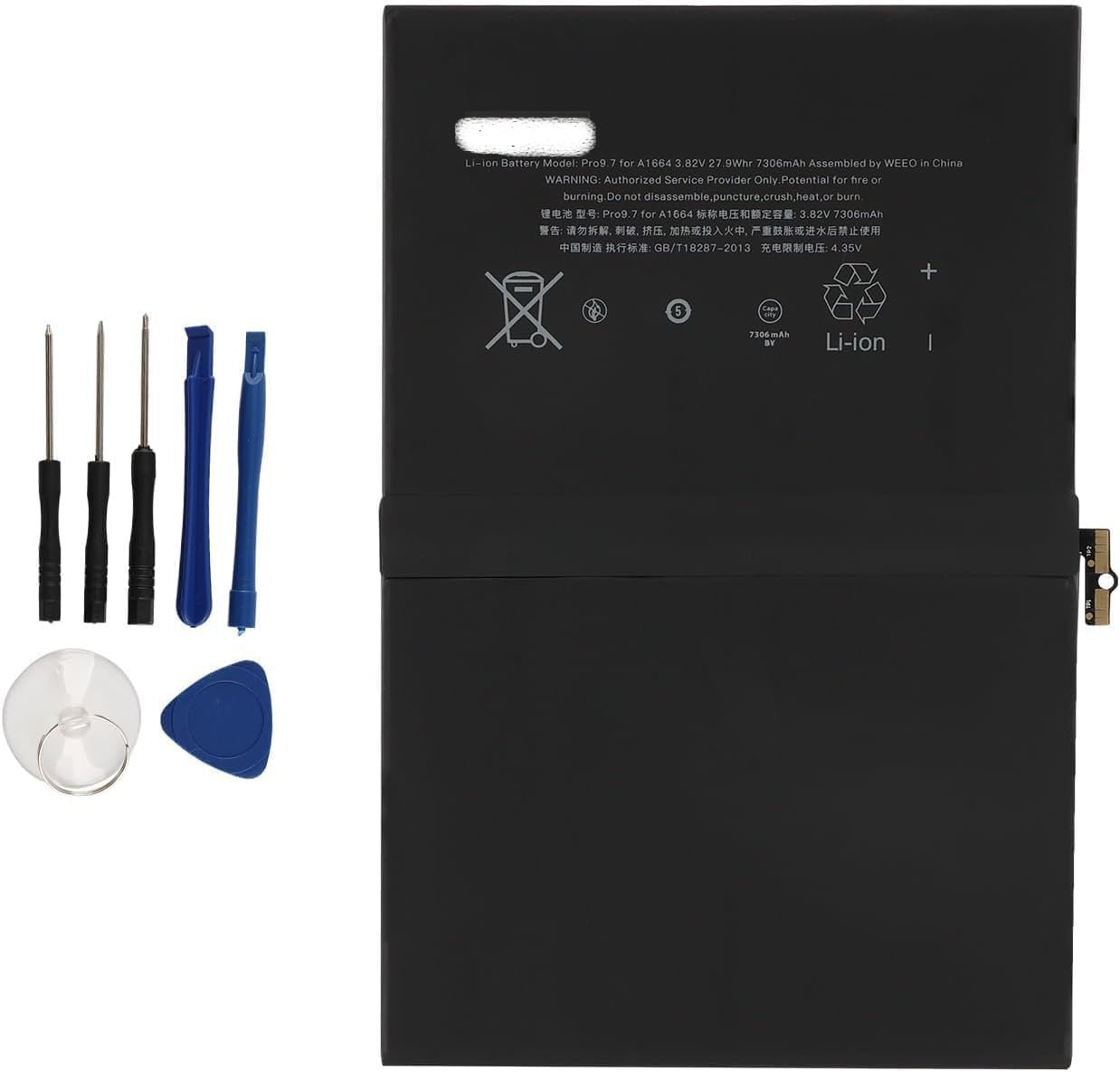 Batería A1664 para tablet de 9.7 pulgadas con capacidad de 7306mAh y 3.82V 6