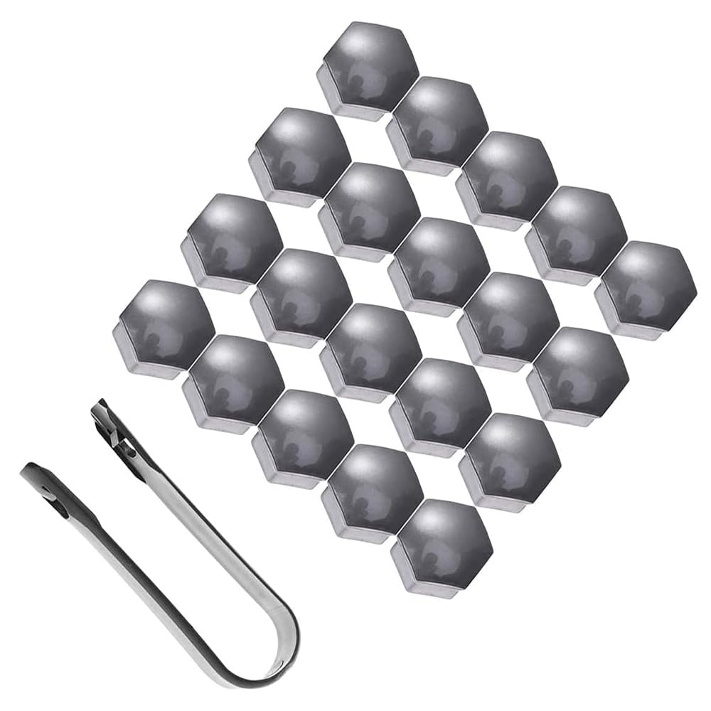 Woniyal 20pcs Wheel Nut Covers for FIAT Ducato 2006-2025, Hex Bolt Caps with Removal Tool, Plastic Dust Protectors for Car Alloy Rims Styling,Silver- 21mm