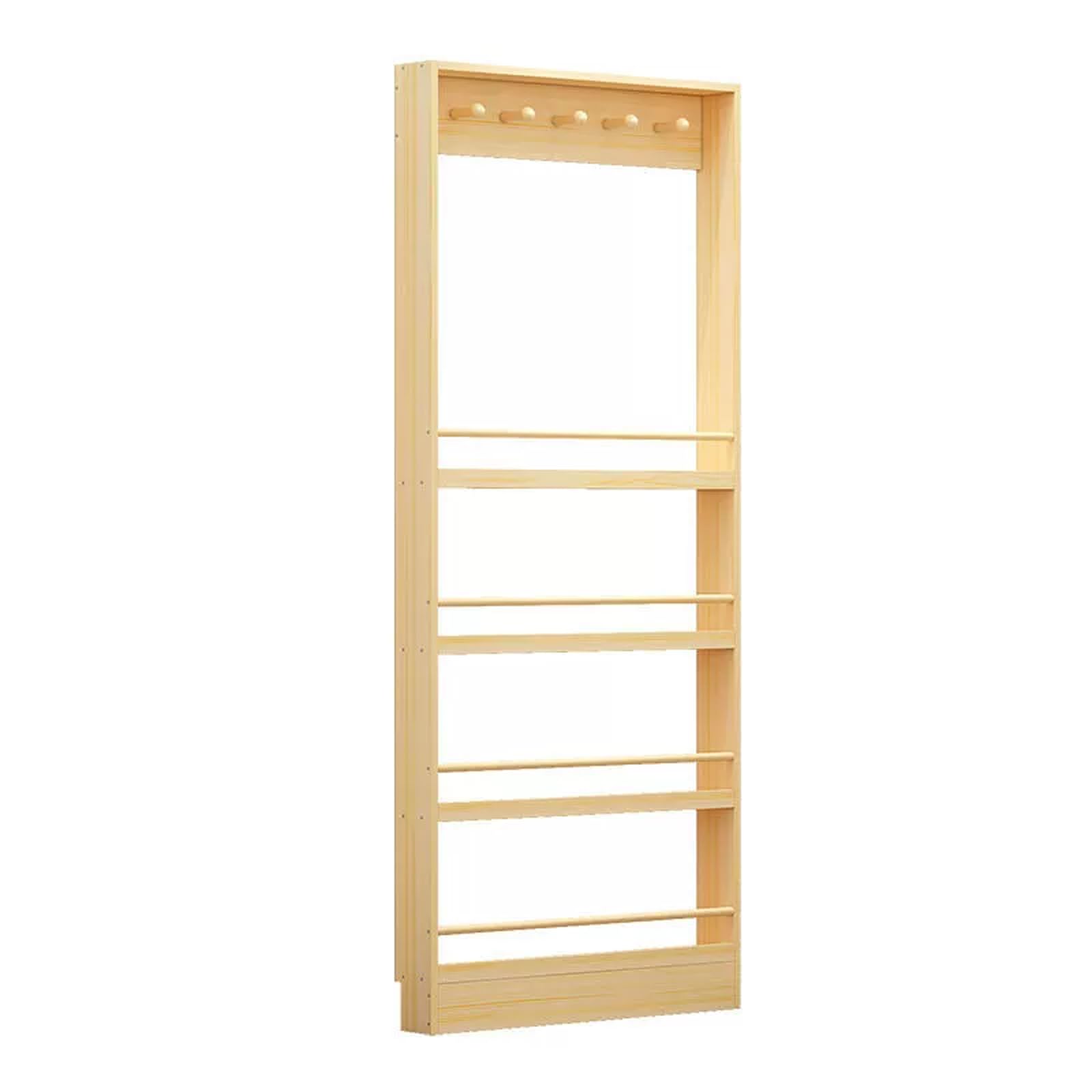 Libreria Stretta Dietro la Porta Libreria Ultrasottile con Porta Posteriore Ganci Appendiabiti Rotondi Rinforzati Barra di Protezione e Battiscopa Adatta per l'uso Domestico 4F 39.4IN