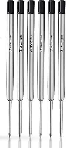 Miniatura 7 de BASTION - Recarga de tinta negra de gel (6 unidades), punta fina, diseñada exclusivamente para bolígrafos BASTION de cerrojo Tinta negra lujosa y