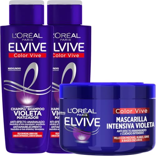 L'Oréal Paris Pack ELVIVE Color Vive Violeta Champú y Mascarilla para Pelo Teñido
