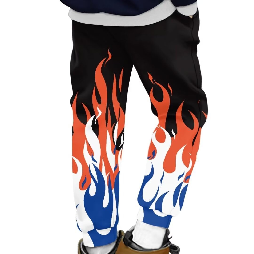 ORGYPET Flame 12-13 Size Camping Pants for Boy Cool Jogger Pants with Pockets Breathable Active Pants for Ball Games High Waisted Sweatpants for Boys Hiking Pants for Fall Gift for Friends
