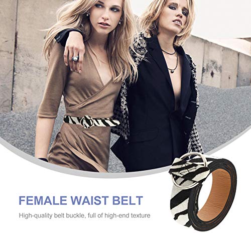 ABOOFAN Zebra Pattern Belt for Women Imitation Leather Wide Waist Belt with Round Buckle for Casual Wear Parties and Dance2