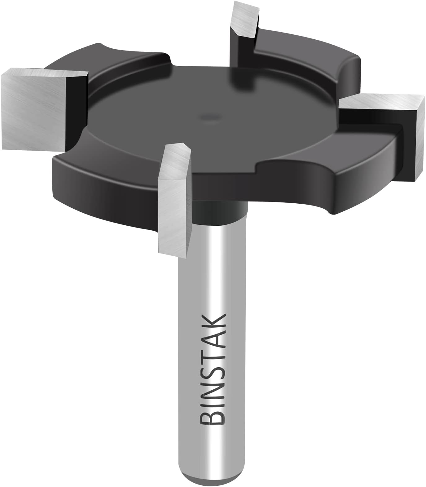 CNC Wood Surfacing Router Bit, 1/4" Shank, 4-Flute, Carbide, Extra Large 1-1/2" Cutting Diameter, Straight Cut