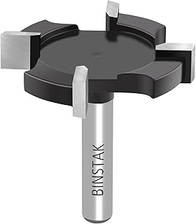 CNC Spoilboard Surfacing Router Bit 1/4 Inch Shank, Extra Large 1-1/2 Inch Cutting Diameter, Slab Flattening Router Bit Planing Bit Wood Planing Bit Dado Planer Bit(Carbide-4 Wings)