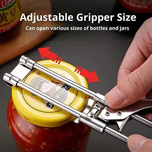 Bottle Opener Adjustable Non-Slip Jar Can Opener Stainless Steel Manual Opener Kitchen Breakfast Cooking Lid Remover Gripper Tool For Seniors Arthritis #TOP4