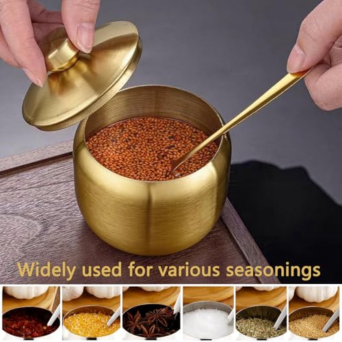 hiwafifi 15oz Sugar Bowl with Lid And Spoon, Stainless Steel Sugar Creamer Container, Round Sugar Jar, Durable Sugar Pot for Coffee Bar Accessories, Coffee Bar Decor, Home and Kitchen Storage, Gold - Thumbnail 4