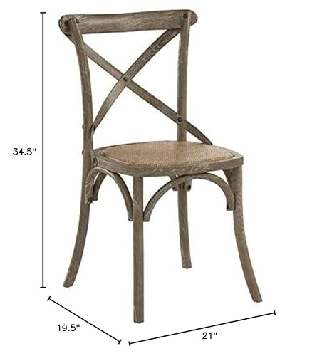 Modway Gear Rustic Modern Farmhouse Elm Wood Rattan Dining Chair In Gray #TOP2