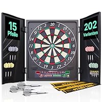 Ultrasport Dartscheibe Elektronisch Profi Set mit Türen I Elektronische Dartscheibe für 1-8 Spieler mit 15 Darts, 15 Pro Flights, 100 Pfeilspitzen, 3 Startlinien I Dartautomat