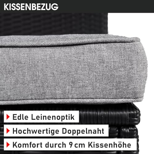 BRAST® Gartenmöbel Lounge Set XXL | 8-12 Personen viele Modelle & Farben | inkl. extra Dicke Kissen | TÜV geprüft | Outdoor Loungemöbel Sitzgruppe Essgruppe Garnitur | Freedom Schwarz