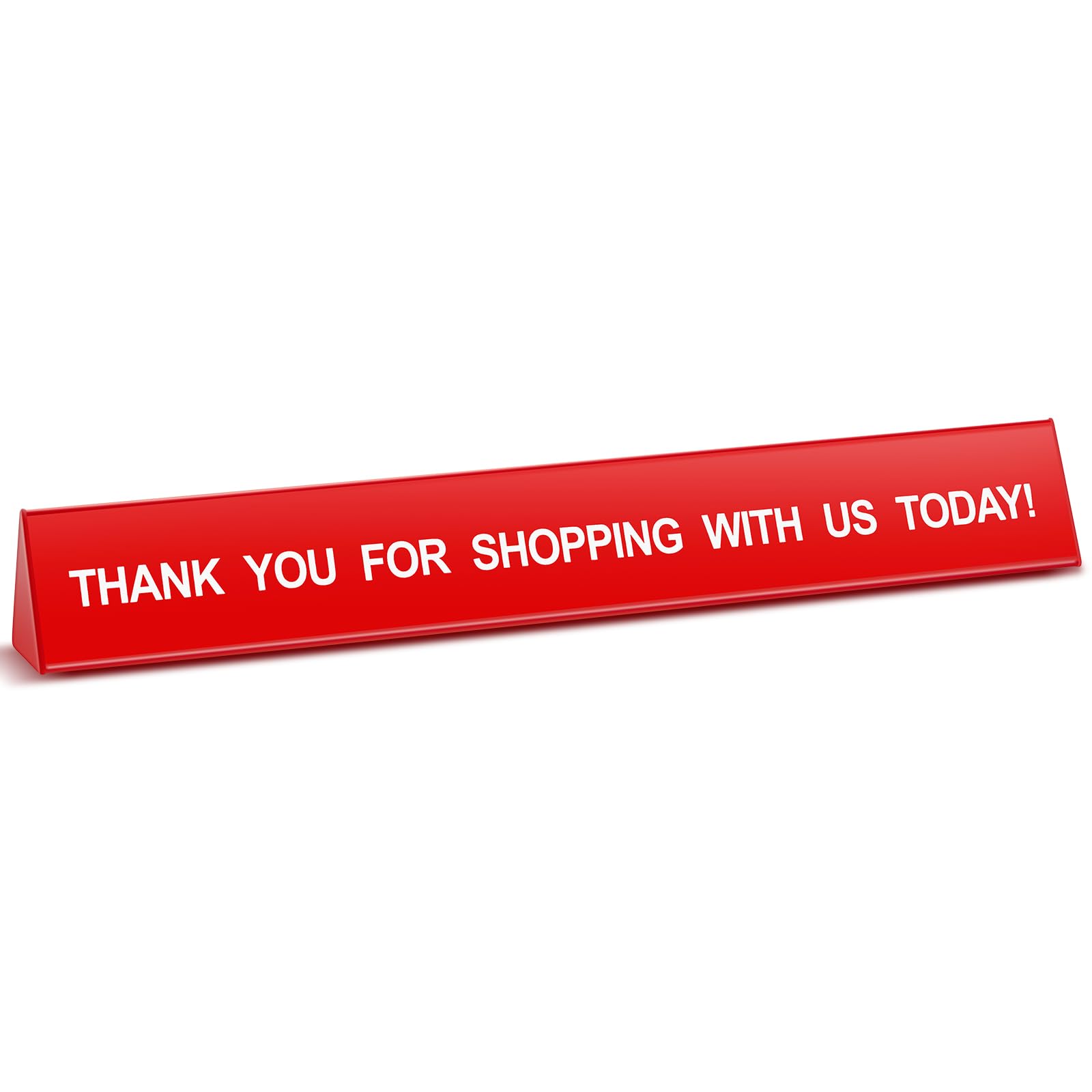 Teenyyou 1 Pcs Checkout Lane Divider Checkout Sign Double Side Printed Thank You for Shopping with Us Today Red Resin Tabletop Retail Counter Sign, 16