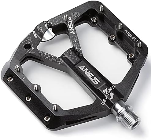 Ansjs Mountain Bike Pedals,3 Bearings Bike Pedals Platform Bicycle Flat Pedals 9/16" Sealed Bearing Lightweight Platform for Road Mountain BMX MTB Bike (Black)