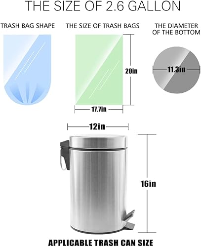 Miniatura 2 de Teivio - Bolsas de basura fuertes de 2.6 galones330 unidades, bolsas de basura transparentes coloridas de Teivio, bolsas de plástico pequeñas para