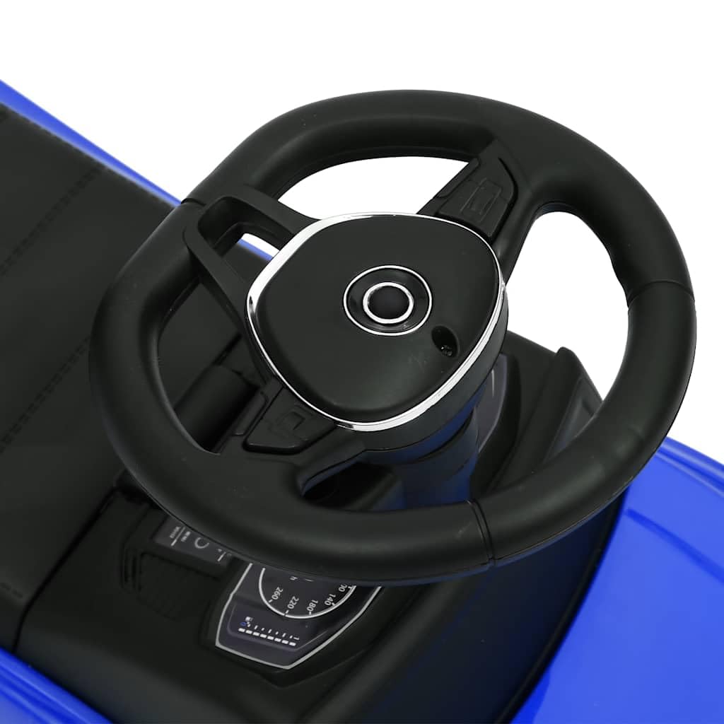 Mangloder - Coche antideslizante Volkswagen T-ROC azul para niños pequeños, andador, vehículo infantil con música, barra protectora extraíble, soporte para bebidas, espacio de almacenamiento, adecuado