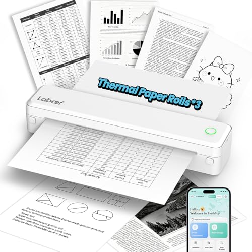 Image of Labeer Portable Wireless Thermal Heat Small Printer 8.5 x 11 Inch Letter A4 Support White (White)