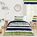 Sweet Jojo Designs 4-Piece Navy Blue Lime Green and White Stripe Teen Boys Twin Bedding Set Collection