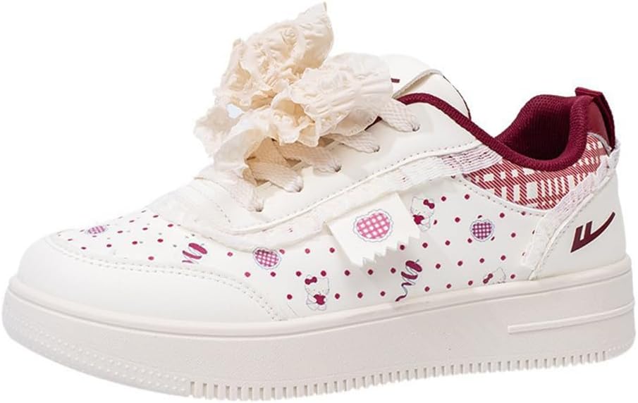 Cute Y2K Platform Sneakers for Women Kawaii Cat Shoes Breathable Lightweight Lace-Up Walking Shoes