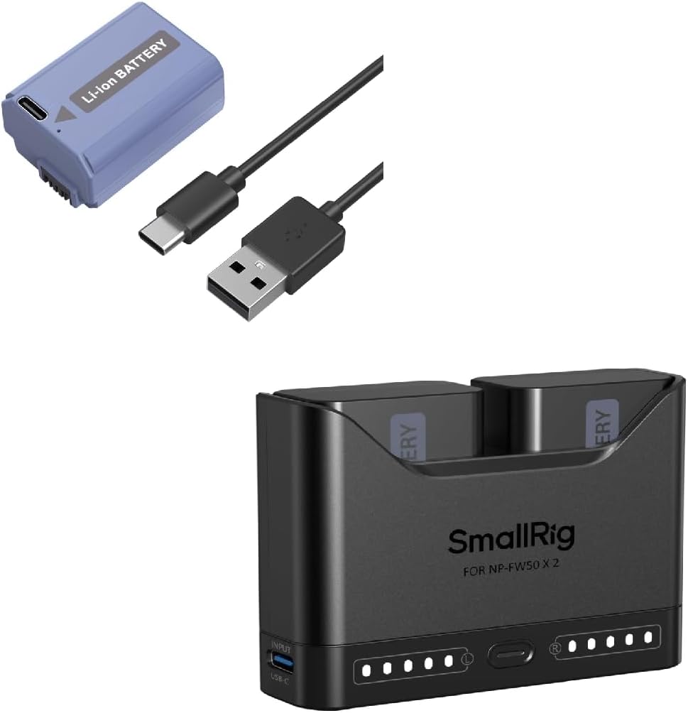 SMALLRIG 1030mAh Replacement USB-C Battery and NP-FW50 Camera Battery Set for Sony
