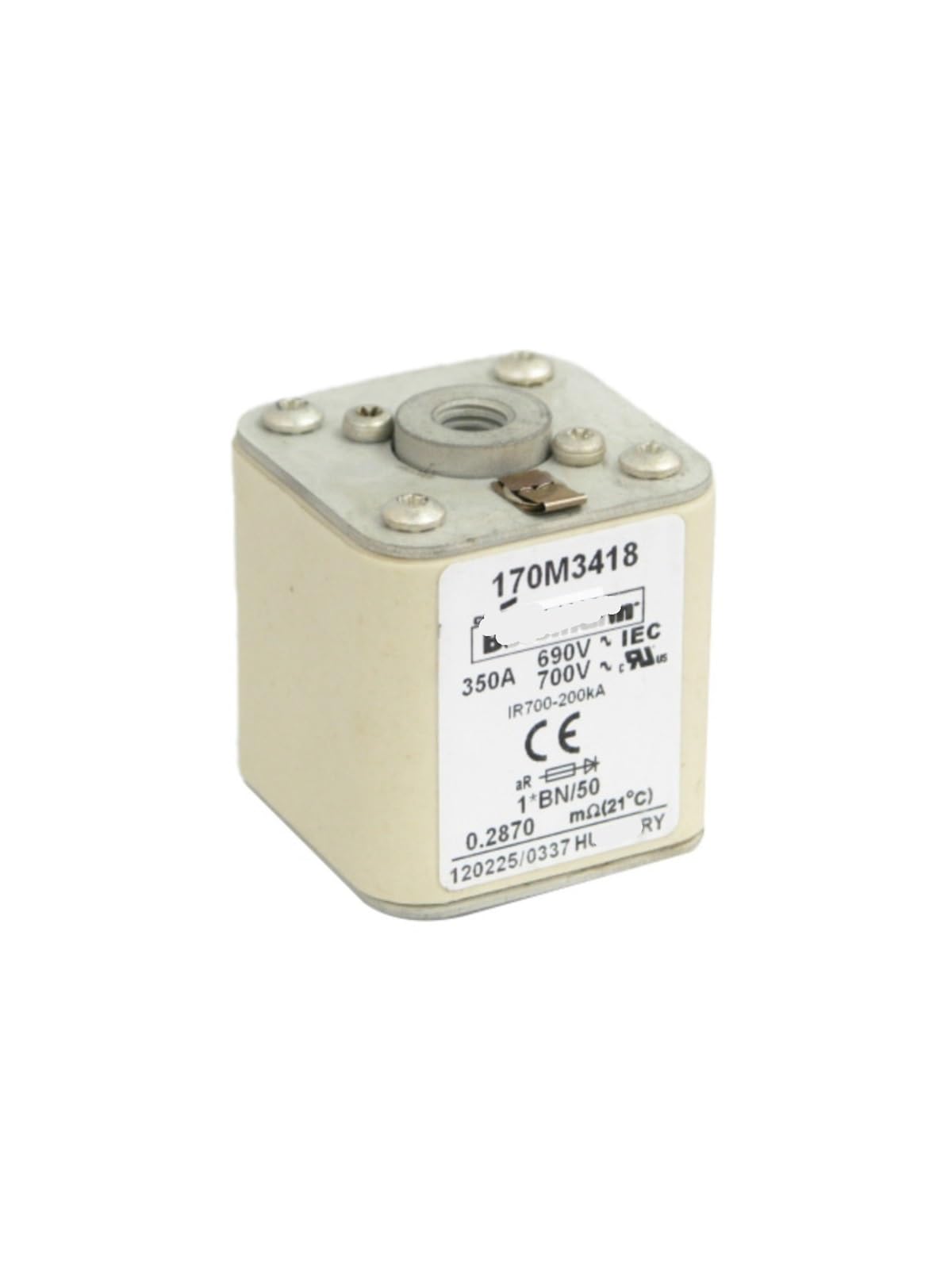 Fusible 170M3418 DC à coupure ultra rapide pour sécuriser les semi-conducteurs de puissance