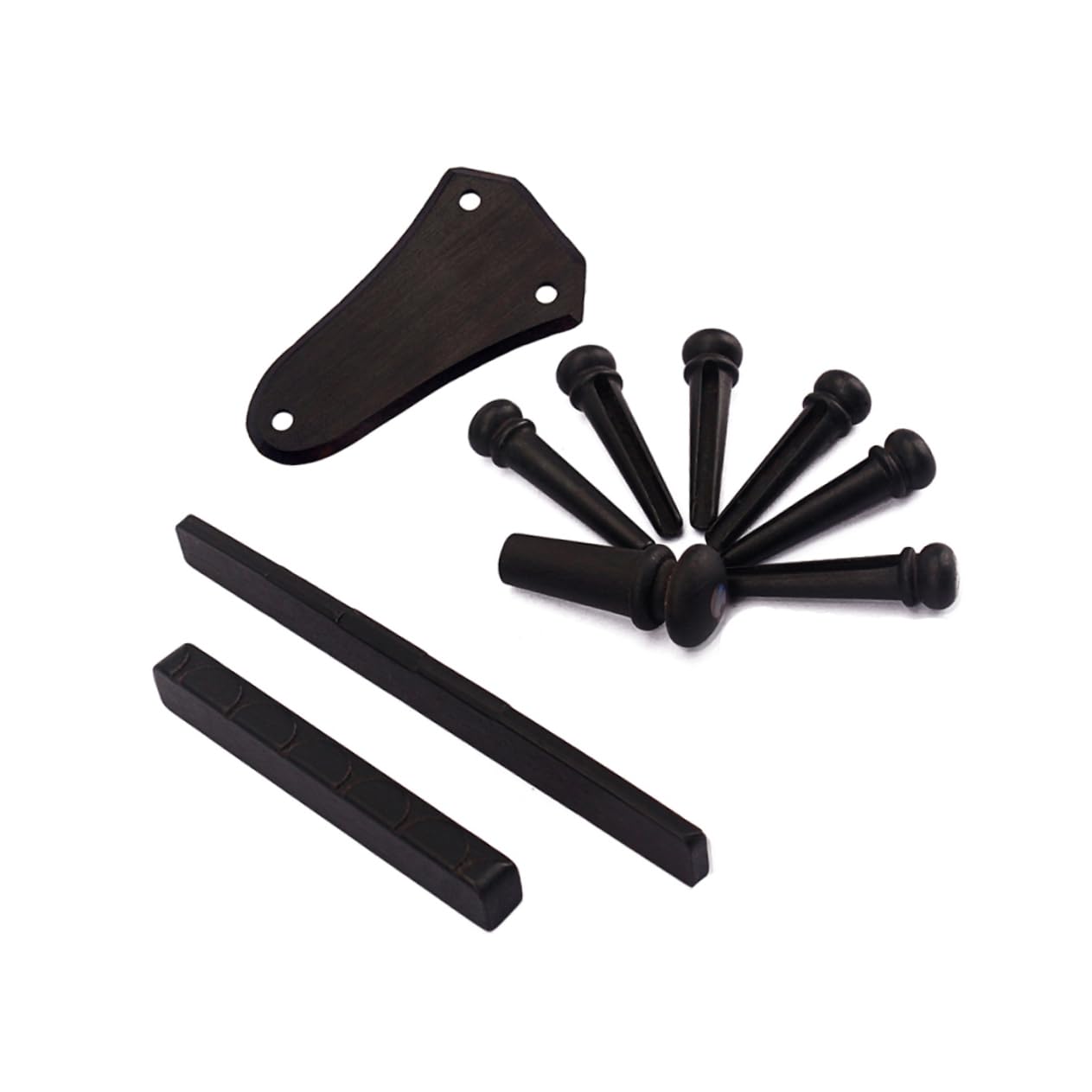 GALPADA 10 PCS Ebony Guitar Replacement Parts Set Nut Saddle Bridge Pins Endpin Truss Rod Cover Natural Rosewood Ebony for Acoustic Guitar Maintenance