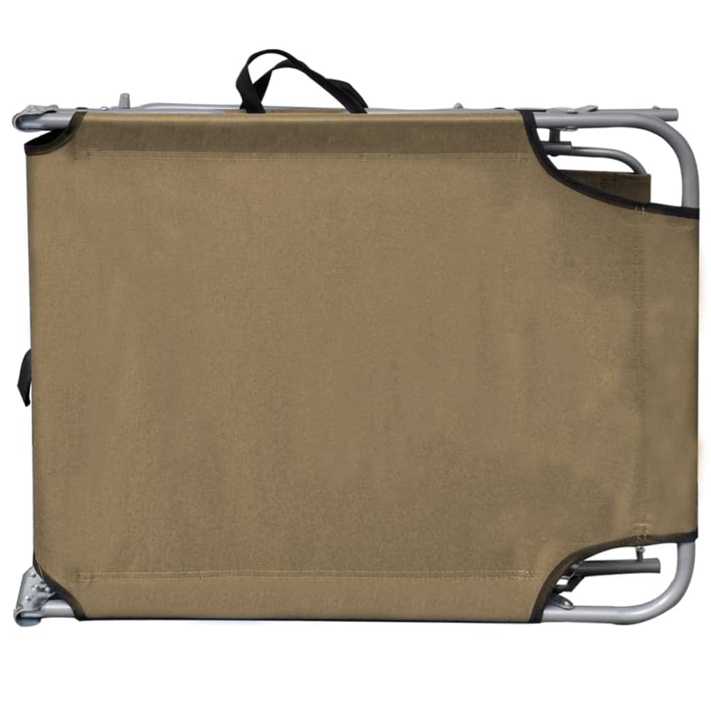 Sonnenliege Klappbar mit Sonnenschutz Stahl Taupe verstellbar 189x58x27 cm für Garten Terrasse Strand Outdoor Relax mit Dach und ergonomischer Rückenlehne