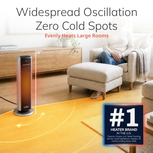 Image of Lasko 29 inch Ceramic Tower Space Heater with Remote Control - Black - 5586