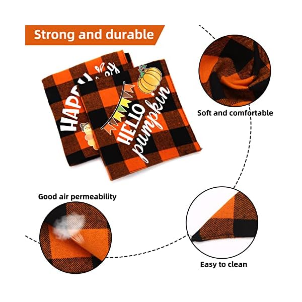 Chngeary dog bandana for dogs(2 pack),classic orange plaid style thanksgiving dog bandana for small medium large dogs accessories triangle dog thanksgiving scarf - image 4