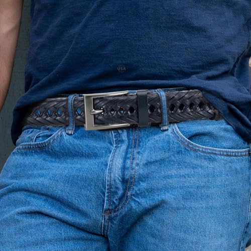 Image of DOOPAI Men's Braided Leather Dress Belt, Adjustable