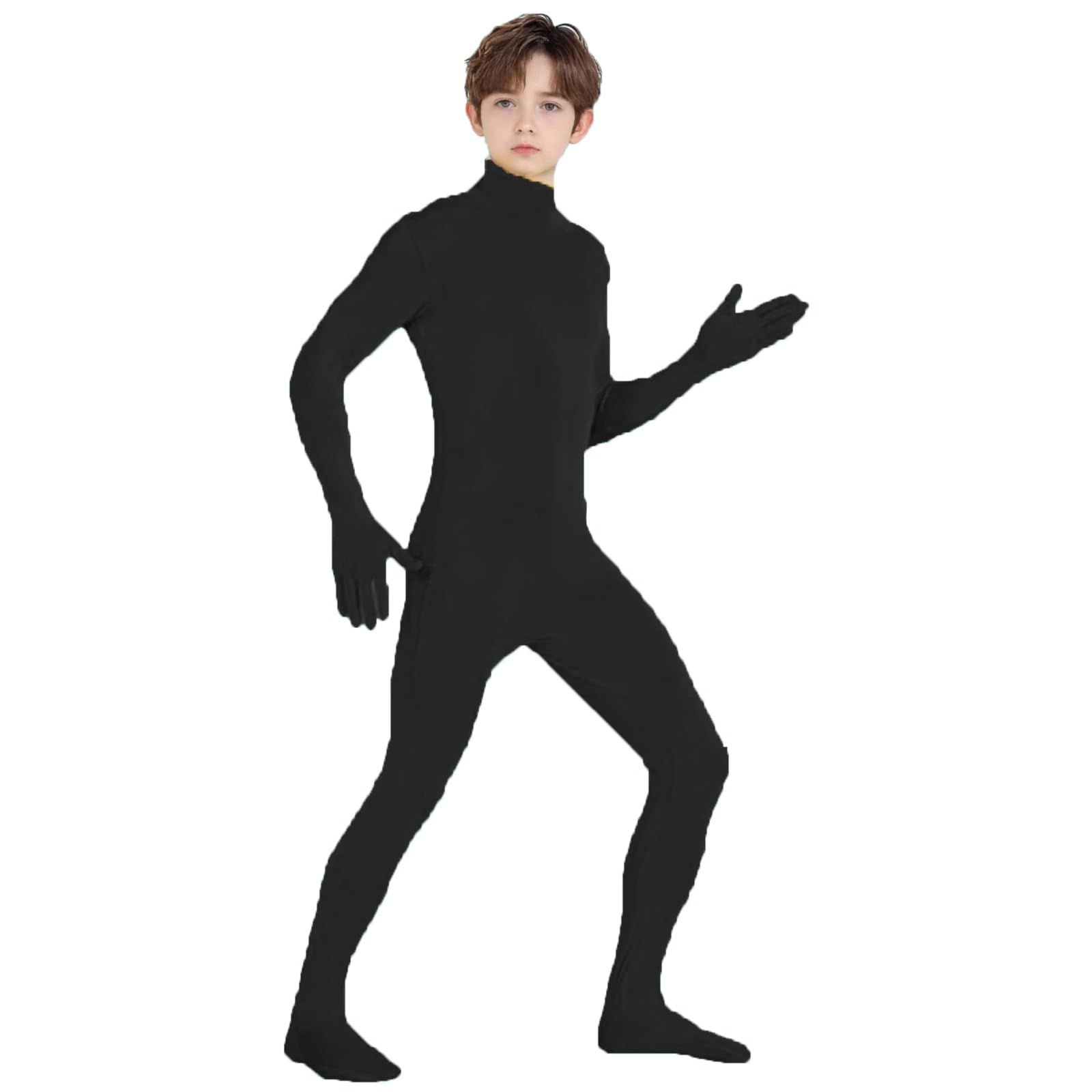 Unisex Kids' Open Face Unitard Full Body Costume Bodysuit for Adults and Kids Stealth Suits for DIY Party Outfit Halloween Cosplay Fancy Dress for Boys Girls UK (Black #2, 5-6 Years) — image 1