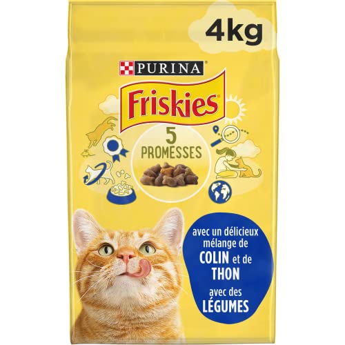 Purina Friskies Colin, Thon et légumes pour chats adultes, 4 kg - Lot de 4 Cover