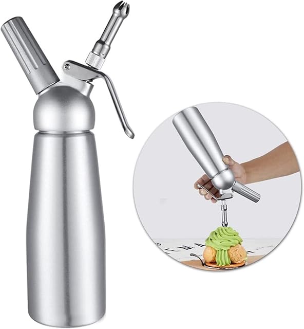 NXW Professional Aluminum Whipped Cream Dispenser Leakproof Whip Cream Maker Canister Is Full Metal Cream Whipper with Non-Slip Silicone Bottom with 3 Decorating Nozzles,1000ML