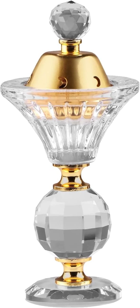 Crystal Incense Burner, , Bakhoor Burner Diffuser Resin Burner, Classical Home Deco Aromatherapy Ornament for Yoga Meditation Spa, Cup-Shape