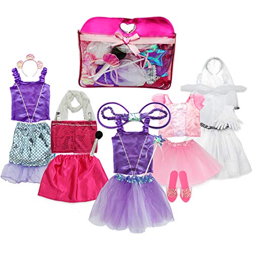 Girls Dress up Costume Set Toiijoy Princess,Fairy,Mermaid,Bride,Pop Star Costume for Little Girls Toddler Ages 3-6yrs