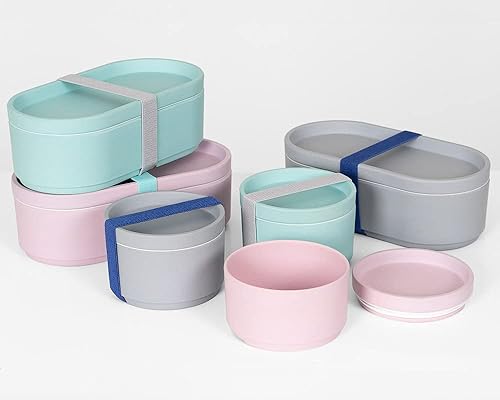 Miniatura 5 de Caja Bento de bambú natural sin BPA - Gris