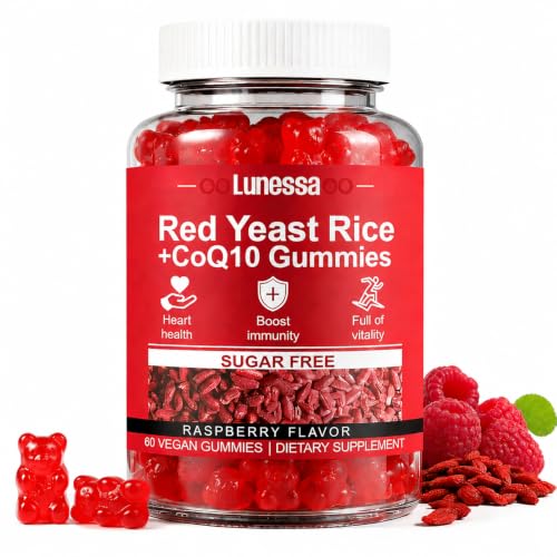Plaxssuss Red Yeast Rice and CoQ10 2400mg Restores Body Vitality Raspberry Flavor Non-GMO 60 Gummies (1)