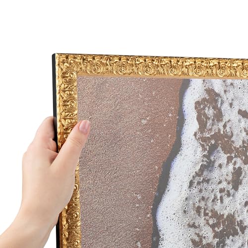 ArtToFrames 24x36 Inch Gold Picture Frame This 1.00 Inch Custom Wood Poster Frame is 1 wide - Versailles Gold - Comes with Economy Acrylic and Corrugated Backing (WOMD11239-24x36)