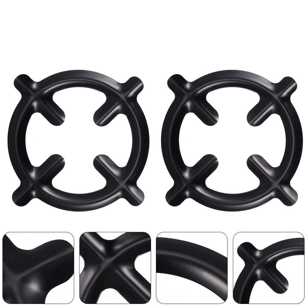 Hemoton Gas Stove Support Ring Pot Stand Wok Stand 2 Pcs Convenient Gas Coffee Pot Racks Mocha Pot Racks (Black) Non Slip Stove Stand Wok Rack Ring Wok Pan Support Rack