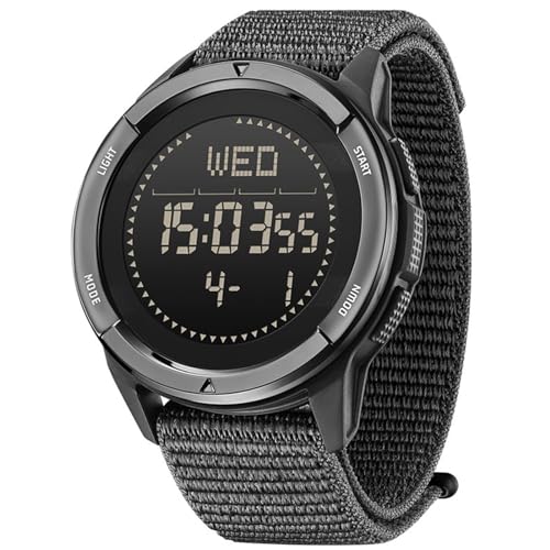 findtime Montre Militaire Homme Commando pour Homme Montre de Sport,Calendrier,Réveil, Chronomètre, Podomètre Montre Numérique Étanche 50ATM Cadran, Noir