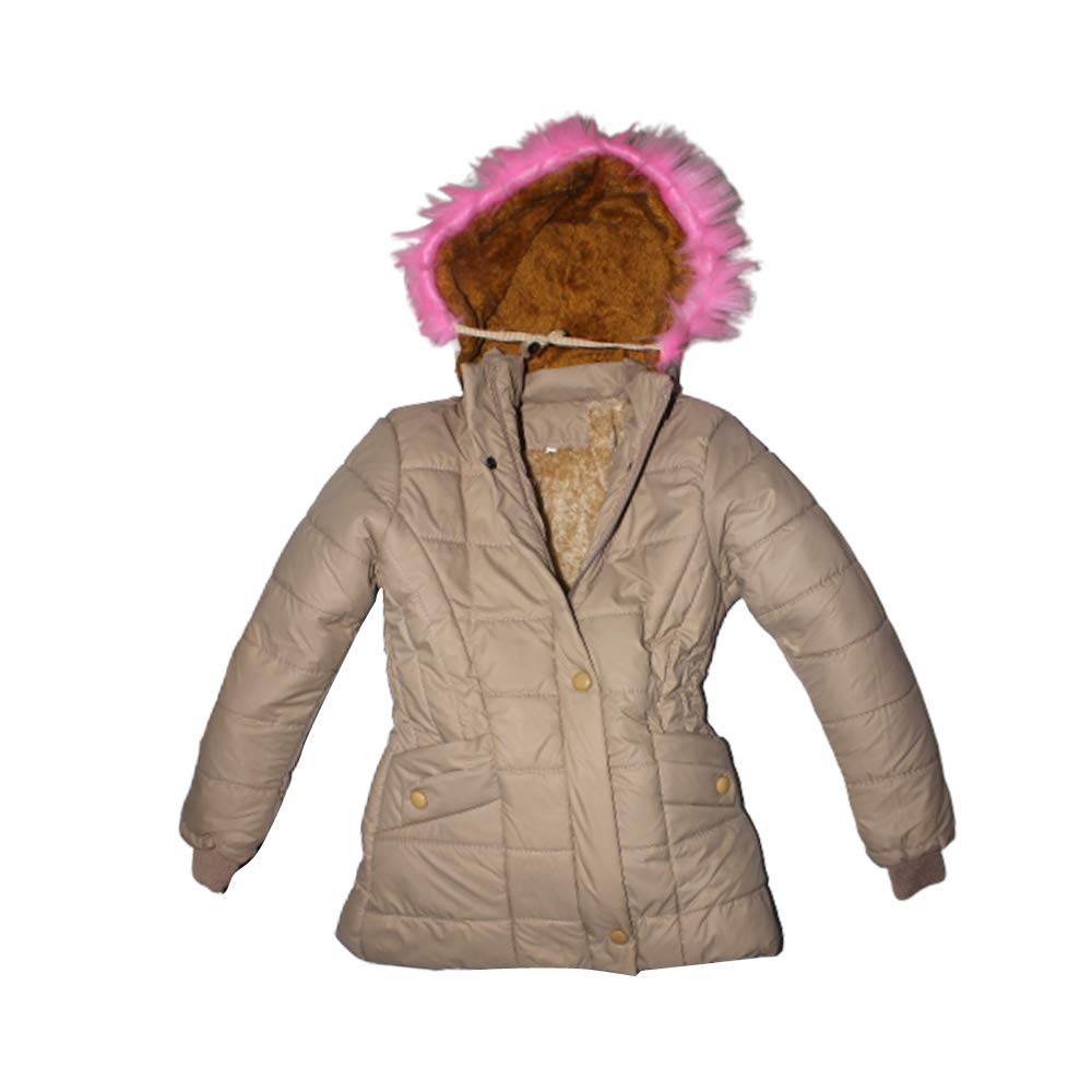 Malvina Kid's Girl's Winter Wears Full Sleeve Hooded Jacket (Beige,10-11 Years) 1