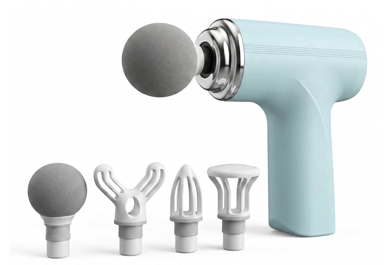 Mini Massage Gun for Pain Relief | Portable Deep Tissue Muscle Massager with USB Charging | Handheld Body Massager Machine for Neck, Back, Shoulder & Leg Recovery | Low Noise Percussion Massager | Mint Green-image-9