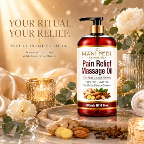 Image of TMPE Pain Relief Massage Oil For Joint & Back Pain, Muscle Soreness & Post Workout Recovery | Natural Aromatherapy | Ginger, Turmeric & Clove Oil | Non-Sticky & Light Weight - 300 ml