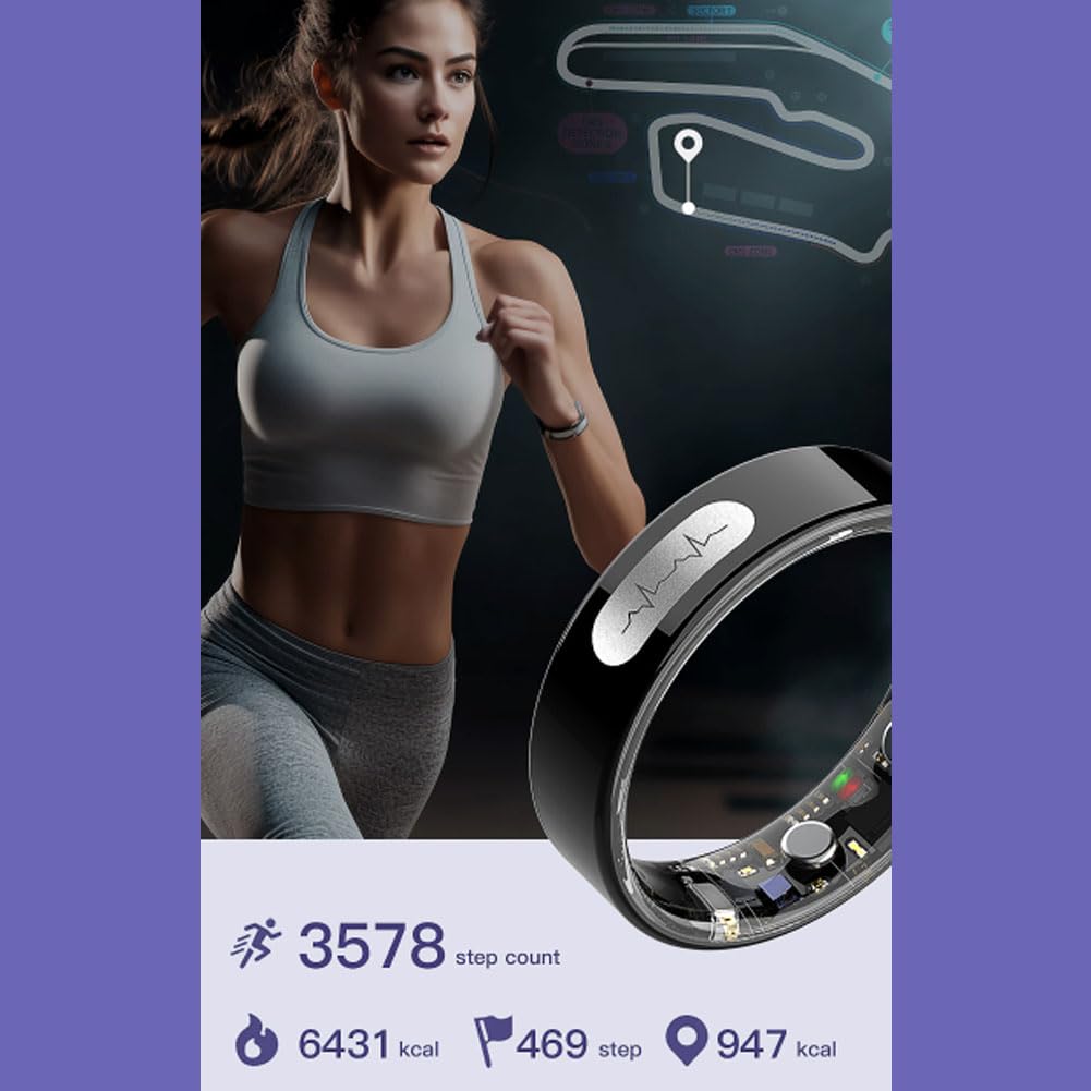 JIANVNUI Anello Intelligente Smart Ring Per Salute E Fitness - Monitora Frequenza Cardiaca, Sonno, SpO2, 128 Sport, IP68 - 3