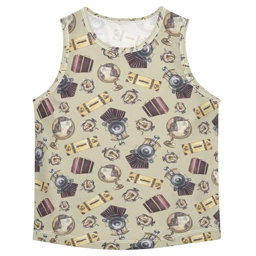 Baby Boys Sleeveless Tank Top Vintage Train Head Globe Toddler Athletic Vest 3-10T