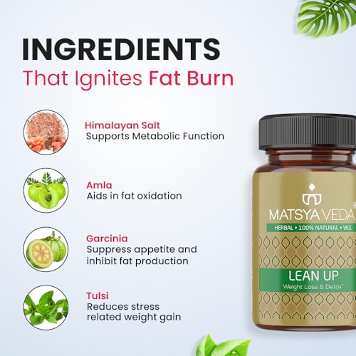 Image of MatsyaVeda Herbals: Lean Up | Supports Natural Weight Management & Detoxification | 20+ Ayurvedic Ingredients | (Pack of 3, 180)