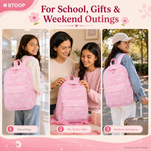 Image of BTOOP School Backpack for Teens Large Cute Bookbag Lightweight 15.6 inch Laptop Bag for Girls Women Casual High School College