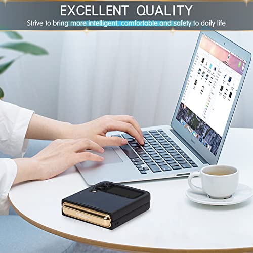 FYY Capa para Samsung Galaxy Z Flip 4, capa protetora ultrafina antiqueda com padrão de couro PU par