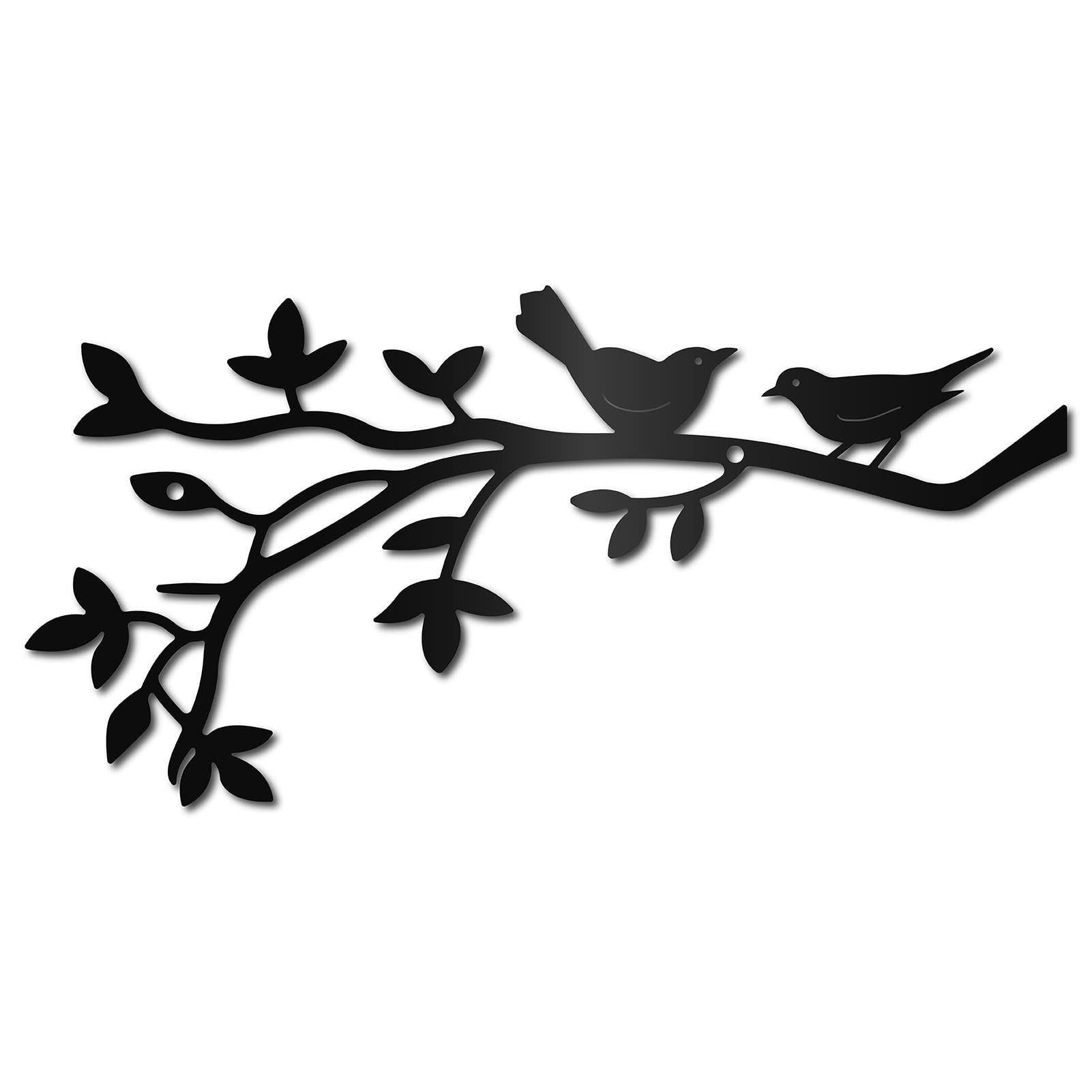 CREATCABIN Birds on the Branch Wall Decor Bird Silhouette Metal Wall Signs Black Hanging Sculpture for Home Office Bedroom Living Room Indoor Outdoor Christmas Artwork 5.9x11.8inch